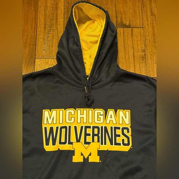 University Of Michigan Wolverines Performance Hoodie Sweatshirt Men Medium Blue - Picture 2 of 7